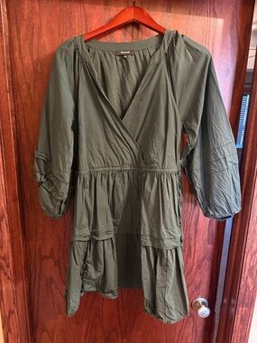 Madewell Olive Green Tiered Wrap Dress